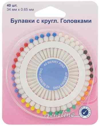 Булавки портновские Hemline "Ягодка", 34 х 0,65 мм, 40 шт