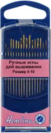 Иглы ручные для вышивания "Hemline", с острым кончиком, №5-10, 16 шт