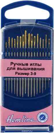 Иглы ручные для вышивания "Hemline", с закругленным кончиком, №3-9, 16 шт