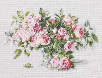 Набор для вышивания крестом Luca-S "Букет чайных роз", 31 х 20 см
