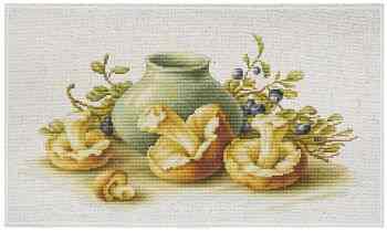 Набор для вышивания крестом Luca-S "Натюрморт с грибами", 27 х 14 см