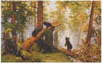 Набор для вышивания крестом Luca-S "Утро в сосновом лесу", 53,5 х 35,5 см