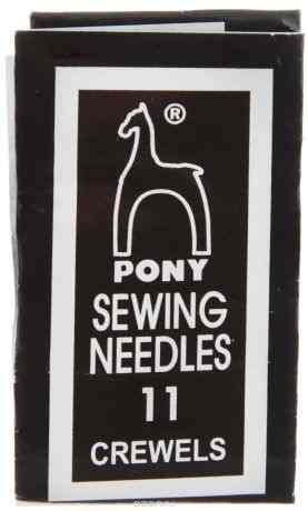 Иглы ручные Pony "Crewels", для вышивания и бисера, с золотым ушком, №11, 25 шт