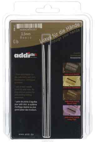 Спицы сменные "Addi Click. Basic", из латуни с никелевым покрытием, диаметр 3,5 мм, 2 шт