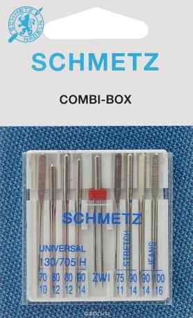 Иглы для бытовых швейных машин "Schmetz", комбинированные, 9 шт