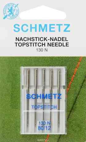 Иглы для бытовых швейных машин Schmetz "Topstitch", для декоративных строчек, №80, 5 шт