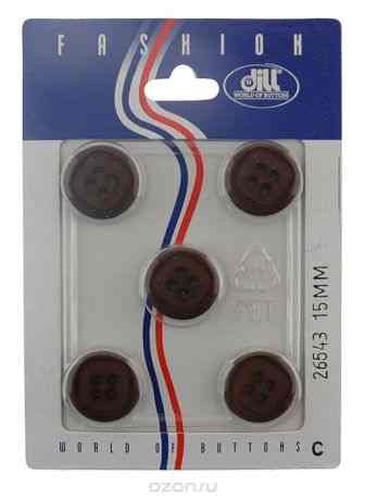 Пуговицы "Dill", диаметр 15 мм, пластик, 5 шт. 026543/15-5