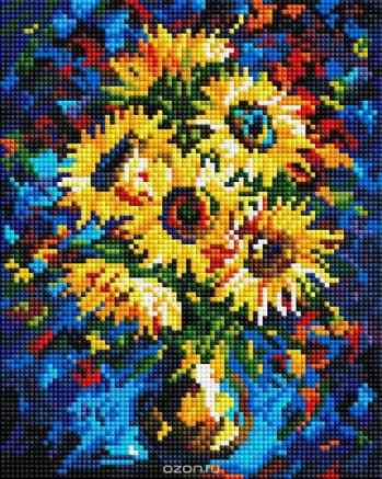 Алмазная мозаика Белоснежка "Ночные подсолнухи", 20 х 25 см