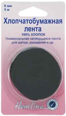 Лента для укрепления швов "Hemline", цвет: черный, 0,6 х 500 см