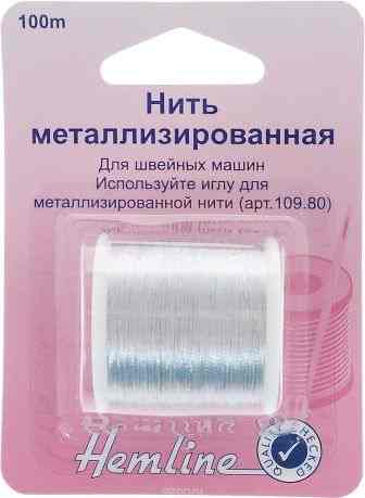 Нить металлизированная "Hemline", цвет: серебряный, 100 м