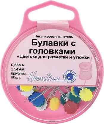 Булавки с головками Hemline "Цветок", в контейнере, 60 шт