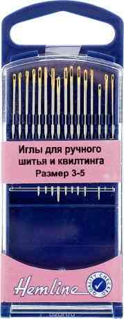 Иглы для ручного шитья и квилтинга "Hemline", №3-5, 16 шт
