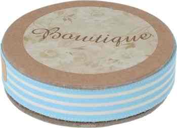 Лента хлопковая Hemline "Полоски", цвет: белый, голубой, 1,5 х 500 см