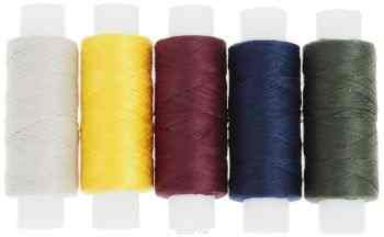 Набор ниток "ПНК им. Кирова", цвет: темно-зеленый, темно-синий, красный, желтый, бежевый, 45 ЛЛ, 150 м, 5 шт