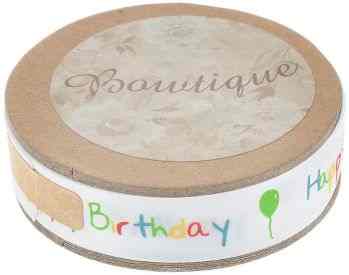 Лента атласная Hemline "Happy Birthday", 1,5 х 500 см