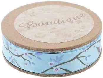 Лента атласная Hemline "Робин", цвет: голубой, сиреневый, белый, 1,5 х 500 см