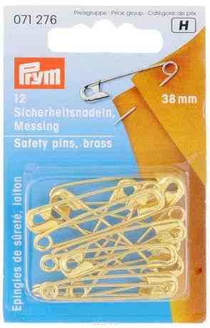 Булавка английская "Prym", цвет: золотистый, 38 мм, 12 шт