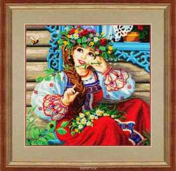 Набор для вышивания бисером Золотые ручки "Василинка и шмель", 46 x 48 см