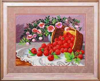 Набор для вышивания бисером Золотые ручки "Малина и шиповник", 51 x 39 см