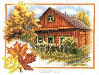 Набор для вышивания крестом Panna "Осень в деревне", 26 x 20 см