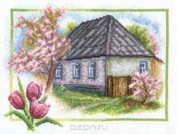 Набор для вышивания крестом Panna "Весна в деревне", 26 x 20 см