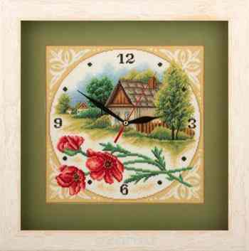 Набор для вышивания часов Panna "Домик", 22,5 x 22,5 см