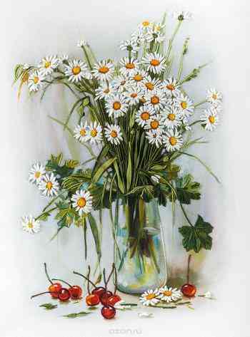 Набор для вышивания Panna "Ромашки и вишни", 21,5 x 30 см