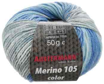 Пряжа для вязания Austermann "Merino color", цвет: серый, синий, голубой (1305), 105 м, 50 г