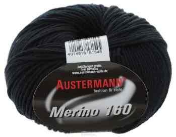 Пряжа для вязания Austermann "Merino", цвет: черный (202), 160 м, 50 г