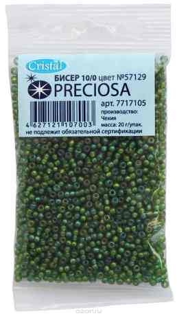 Бисер "Preciosa" прозрачный радужный с серебристым центром, 10/0, 20 г. 331-19001-10/0-57129