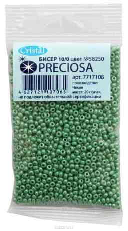 Бисер "Preciosa" непрозрачный с жемчужным покрытием, 10/0, 20 г. 331-19001-10/0-58250