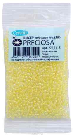 Бисер "Preciosa" прозрачный с цветным центром, 10/0, 20 г. 331-19001-10/0-58586
