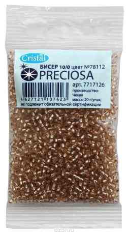 Бисер "Preciosa" прозрачный solgel с серебристым центром, 10/0, 20 г. 331-19001-10/0-78112