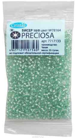 Бисер "Preciosa" прозрачный solgel с серебристым центром, 10/0, 20 г. 331-19001-10/0-78164