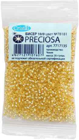 Бисер "Preciosa" прозрачный solgel с серебристым центром, 10/0, 20 г. 331-19001-10/0-78181