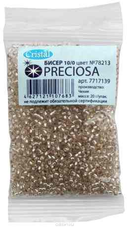 Бисер "Preciosa" прозрачный solgel с серебристым центром, 10/0, 20 г. 331-19001-10/0-78213