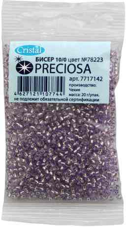 Бисер "Preciosa" прозрачный solgel с серебристым центром, 10/0, 20 г. 331-19001-10/0-78223