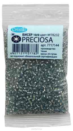 Бисер "Preciosa" прозрачный solgel с серебристым центром, 10/0, 20 г. 331-19001-10/0-78232