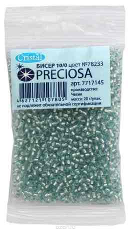 Бисер "Preciosa" прозрачный solgel с серебристым центром, 10/0, 20 г. 331-19001-10/0-78233