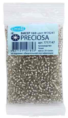 Бисер "Preciosa" прозрачный solgel с серебристым центром, 10/0, 20 г. 331-19001-10/0-78241