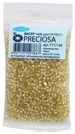Бисер "Preciosa" прозрачный solgel с серебристым центром, 10/0, 20 г. 331-19001-10/0-78251