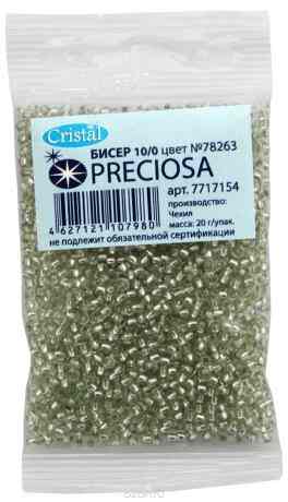 Бисер "Preciosa" прозрачный solgel с серебристым центром, 10/0, 20 г. 331-19001-10/0-78263