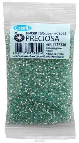 Бисер "Preciosa" прозрачный solgel с серебристым центром, 10/0, 20 г. 331-19001-10/0-78265
