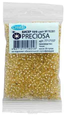 Бисер "Preciosa" прозрачный solgel с серебристым центром, 10/0, 20 г. 331-19001-10/0-78281