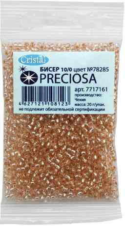Бисер "Preciosa" прозрачный solgel с серебристым центром, 10/0, 20 г. 331-19001-10/0-78285