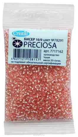 Бисер "Preciosa" прозрачный solgel с серебристым центром, 10/0, 20 г. 331-19001-10/0-78291
