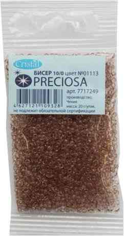 Бисер "Preciosa", прозрачный, глянцевый, цвет: коричневый (01113), 10/0, 20 г