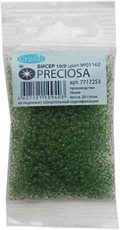 Бисер "Preciosa", прозрачный, глянцевый, цвет: светло-зеленый (01162), 10/0, 20 г
