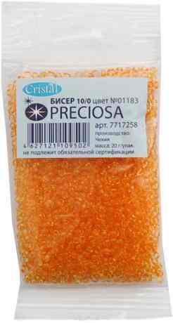 Бисер "Preciosa", прозрачный solgel, цвет: оранжевый, 10/0, 20 г. 331-19001-10/0-01183