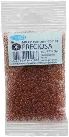 Бисер "Preciosa", прозрачный, глянцевый, цвет: карамельный (01194), 10/0, 20 г